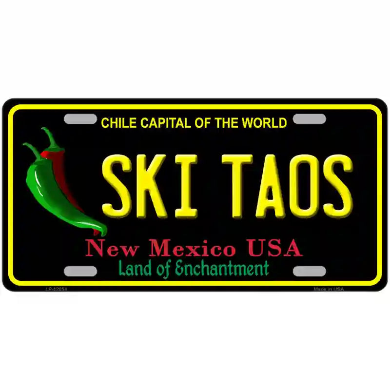 Ski Taos Black New Mexico Novelty Metal License Plate 24" x 12" (LLP)