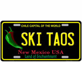 Ski Taos Black New Mexico Novelty Metal License Plate 24" x 12" (LLP)