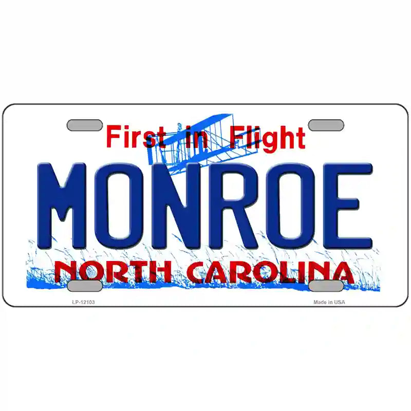 Monroe North Carolina State Novelty Metal License Plate 24" x 12" (LLP)