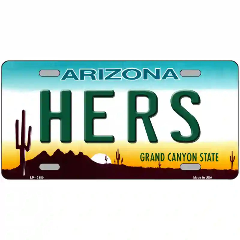 Hers Arizona Novelty Metal License Plate 24" x 12" (LLP)