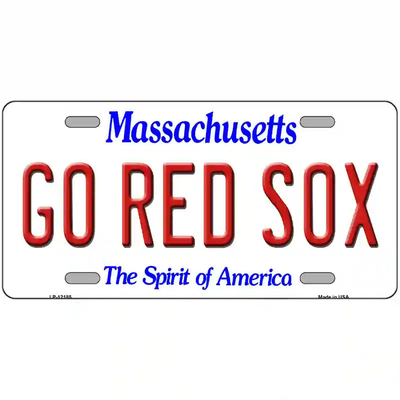 Go Red Sox Massachusetts Novelty Metal License Plate 24" x 12" (LLP)