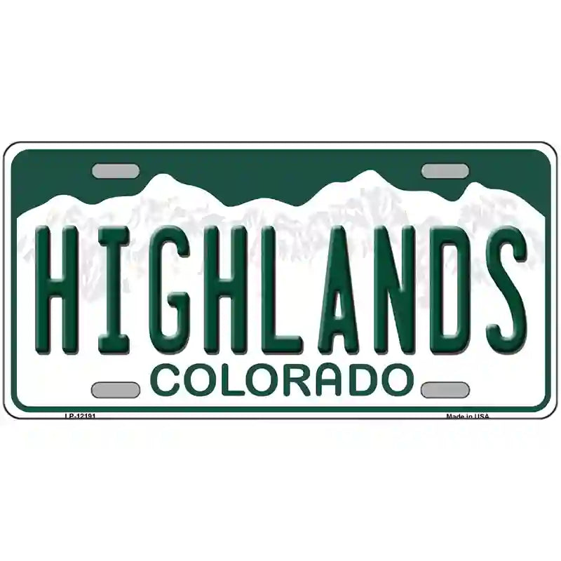 Highlands Colorado Novelty Metal License Plate 24" x 12" (LLP)