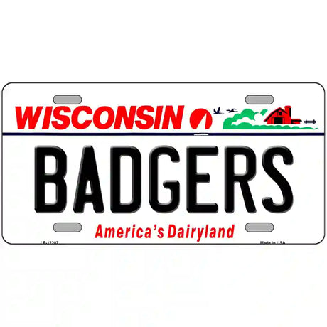 Badgers Wisconsin Novelty Metal License Plate 24" x 12" (LLP)