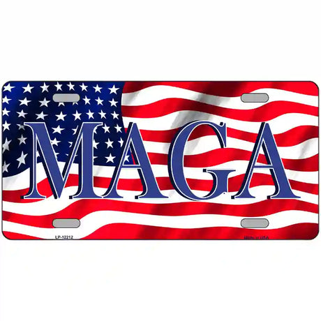 MAGA Flag Novelty Metal License Plate 24" x 12" (LLP)