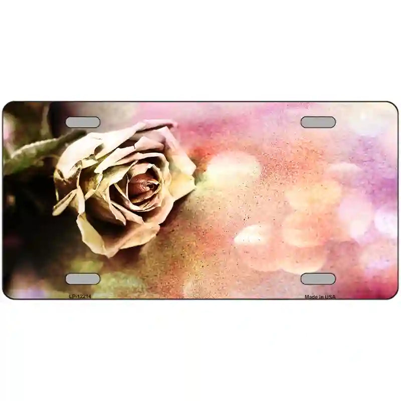 Watercolor Rose Novelty Metal License Plate 24" x 12" (LLP)