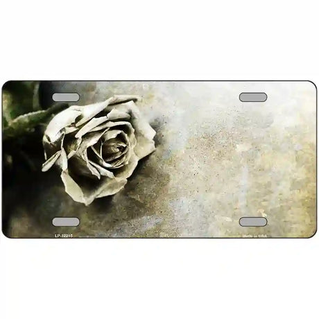 Black and White Rose Novelty Metal License Plate 24" x 12" (LLP)