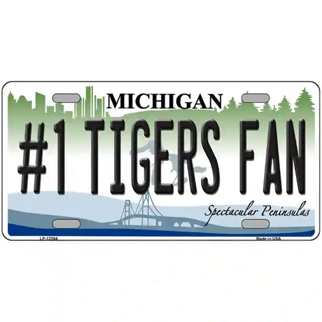 Number 1 Tigers Fan Michigan Novelty Metal License Plate 24" x 12" (LLP)