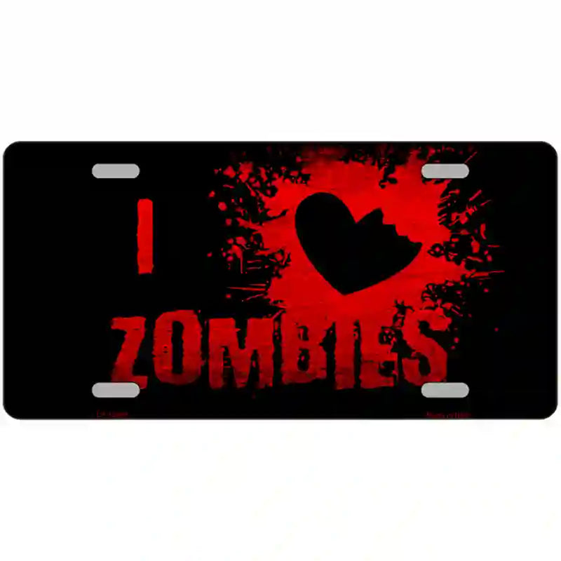 I Love Zombies Novelty Metal License Plate 24" x 12" (LLP)