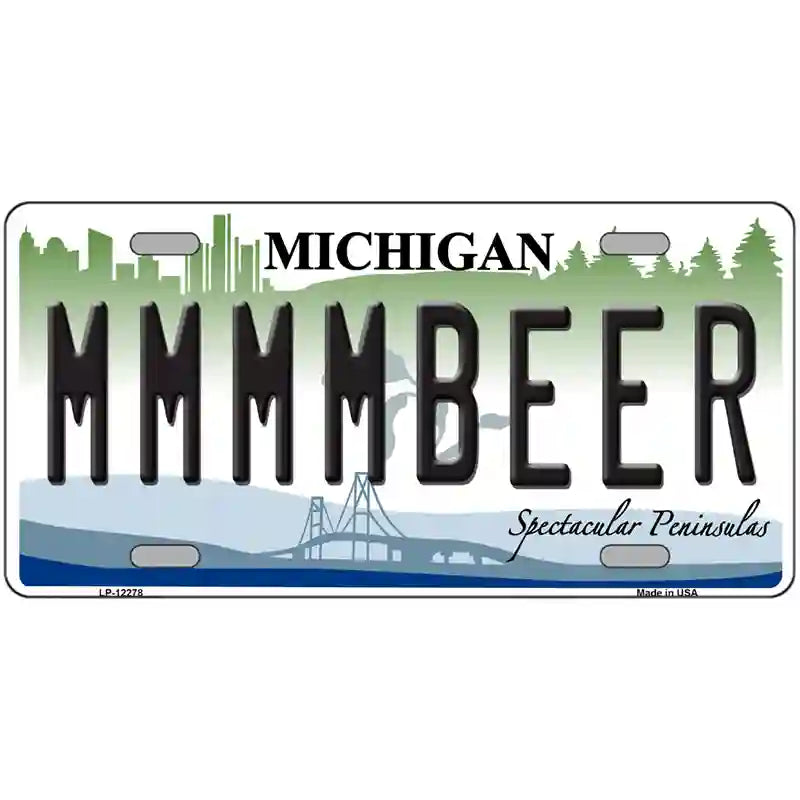 Michigan MMMMBeer Novelty Metal License Plate 24" x 12" (LLP)