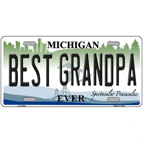 Michigan Best Grandpa Novelty Metal License Plate 24" x 12" (LLP)