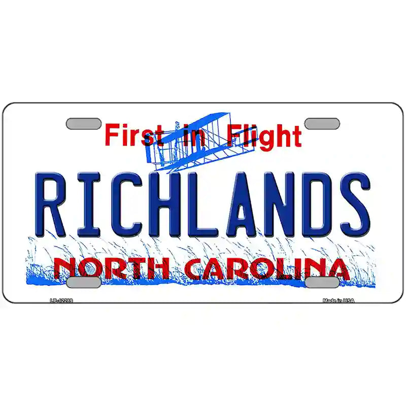 North Carolina Richlands Novelty Metal License Plate 24" x 12" (LLP)