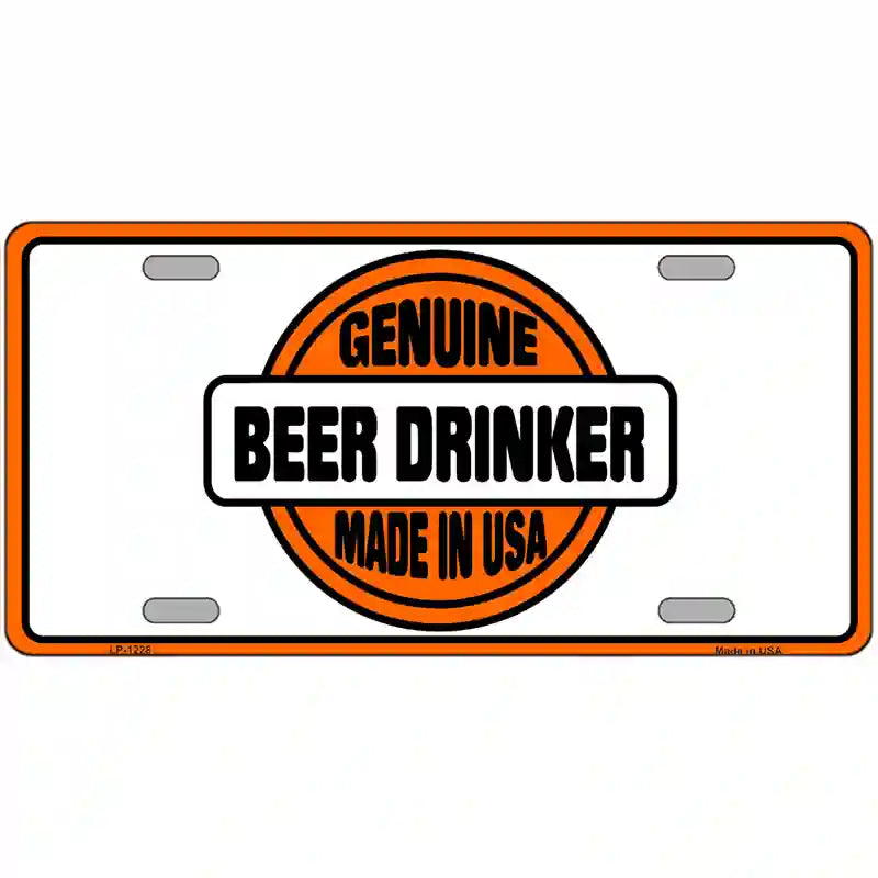 Genuine Beer Drinker Novelty Metal License Plate 24" x 12" (LLP)