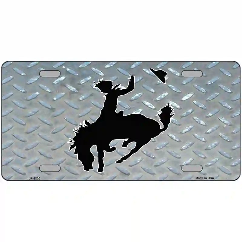 Bucking Bronco Novelty Metal License Plate 24" x 12" (LLP)