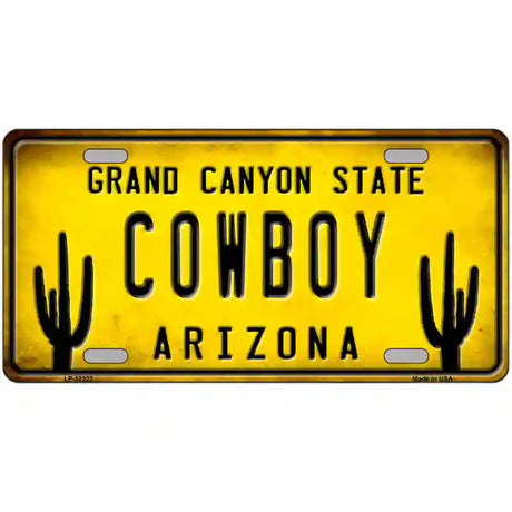 Arizona Cowboy Novelty Metal License Plate 24" x 12" (LLP)