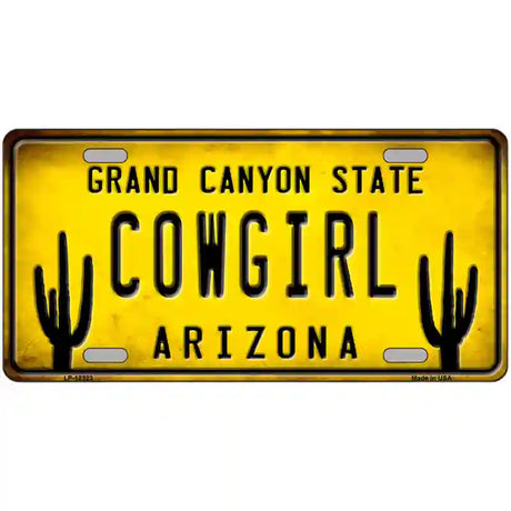 Arizona Cowgirl Novelty Metal License Plate 24" x 12" (LLP)