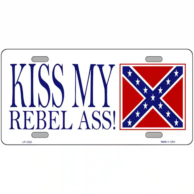 Kiss My Rebel Ass Novelty Metal License Plate 24" x 12" (LLP)