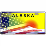 Alaska with American Flag Novelty Metal License Plate 24" x 12" (LLP)