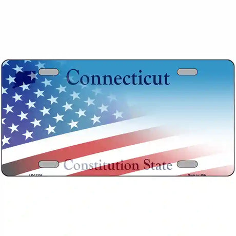 Connecticut with American Flag Novelty Metal License Plate 24" x 12" (LLP)