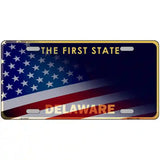 Delaware with American Flag Novelty Metal License Plate 24" x 12" (LLP)