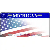 Michigan with American Flag Novelty Metal License Plate 24" x 12" (LLP)