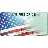 New Hampshire with American Flag Novelty Metal License Plate 24" x 12" (LLP)