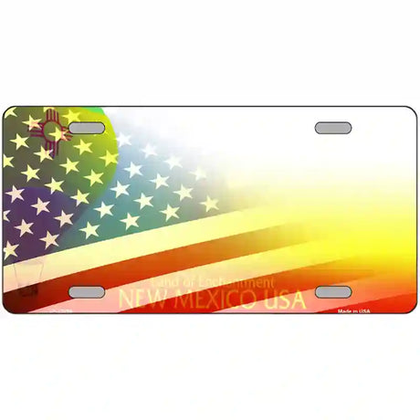 New Mexico with American Flag Novelty Metal License Plate 24" x 12" (LLP)