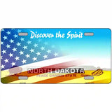 North Dakota with American Flag Novelty Metal License Plate 24" x 12" (LLP)