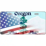 Oregon with American Flag Novelty Metal License Plate 24" x 12" (LLP)