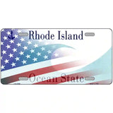 Rhode Island with American Flag Novelty Metal License Plate 24" x 12" (LLP)