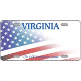 Virginia with American Flag Novelty Metal License Plate 24" x 12" (LLP)