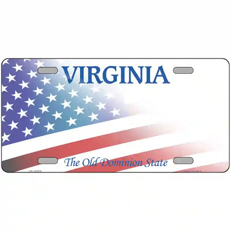 Virginia with American Flag Novelty Metal License Plate 24" x 12" (LLP)