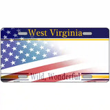 West Virginia with American Flag Novelty Metal License Plate 24" x 12" (LLP)