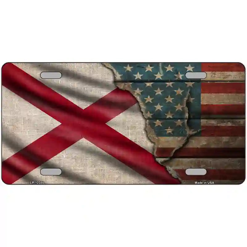 Alabama/American Flag Novelty Metal License Plate 24" x 12" (LLP)