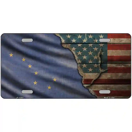 Alaska/American Flag Novelty Metal License Plate 24" x 12" (LLP)