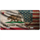 California/American Flag Novelty Metal License Plate 24" x 12" (LLP)