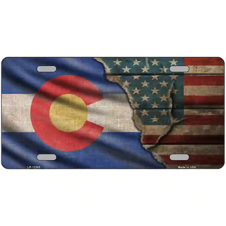 Colorado/American Flag Novelty Metal License Plate 24" x 12" (LLP)