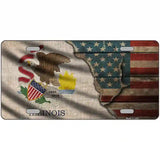 Illinois/American Flag Novelty Metal License Plate 24" x 12" (LLP)