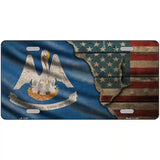 Louisiana/American Flag Novelty Metal License Plate 24" x 12" (LLP)