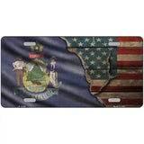 Maine/American Flag Novelty Metal License Plate 24" x 12" (LLP)