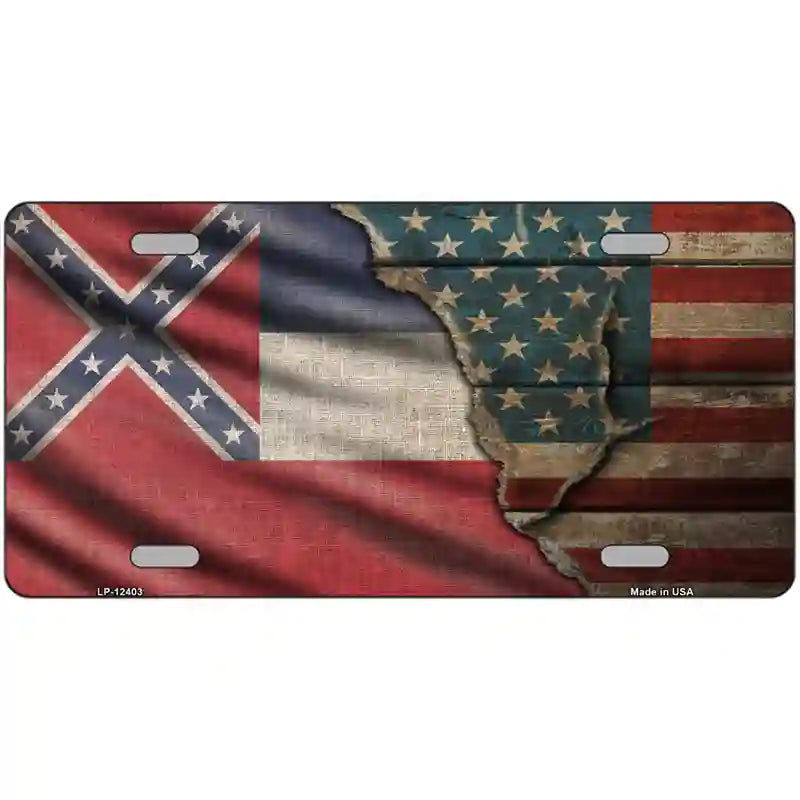 Mississippi/American Flag Novelty Metal License Plate 24" x 12" (LLP)