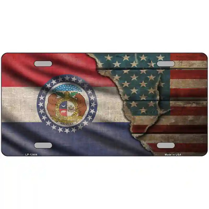 Missouri/American Flag Novelty Metal License Plate 24" x 12" (LLP)