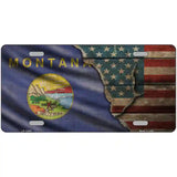 Montana/American Flag Novelty Metal License Plate 24" x 12" (LLP)