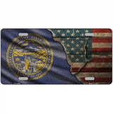 Nebraska/American Flag Novelty Metal License Plate 24" x 12" (LLP)