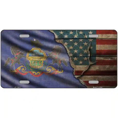 Pennsylvania/American Flag Novelty Metal License Plate 24" x 12" (LLP)