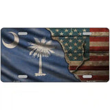 South Carolina/American Flag Novelty Metal License Plate 24" x 12" (LLP)