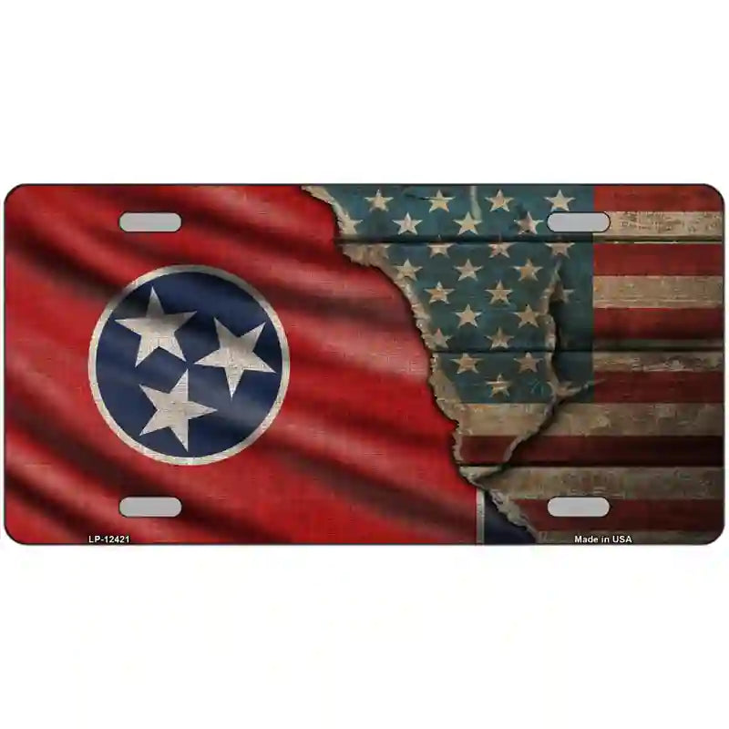 Tennessee/American Flag Novelty Metal License Plate 24" x 12" (LLP)