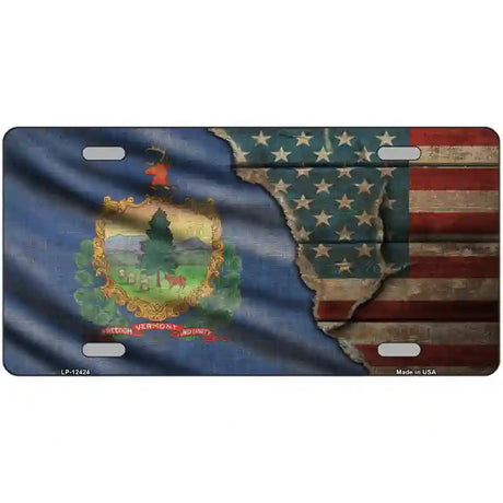 Vermont/American Flag Novelty Metal License Plate 24" x 12" (LLP)