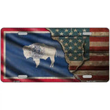 Wyoming/American Flag Novelty Metal License Plate 24" x 12" (LLP)