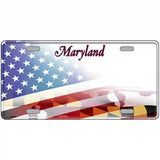 Maryland with American Flag Novelty Metal License Plate LP-12434 24" x 12" (LLP)