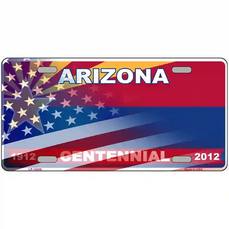 Arizona Centennial American Flag Novelty Metal License Plate 24" x 12" (LLP)